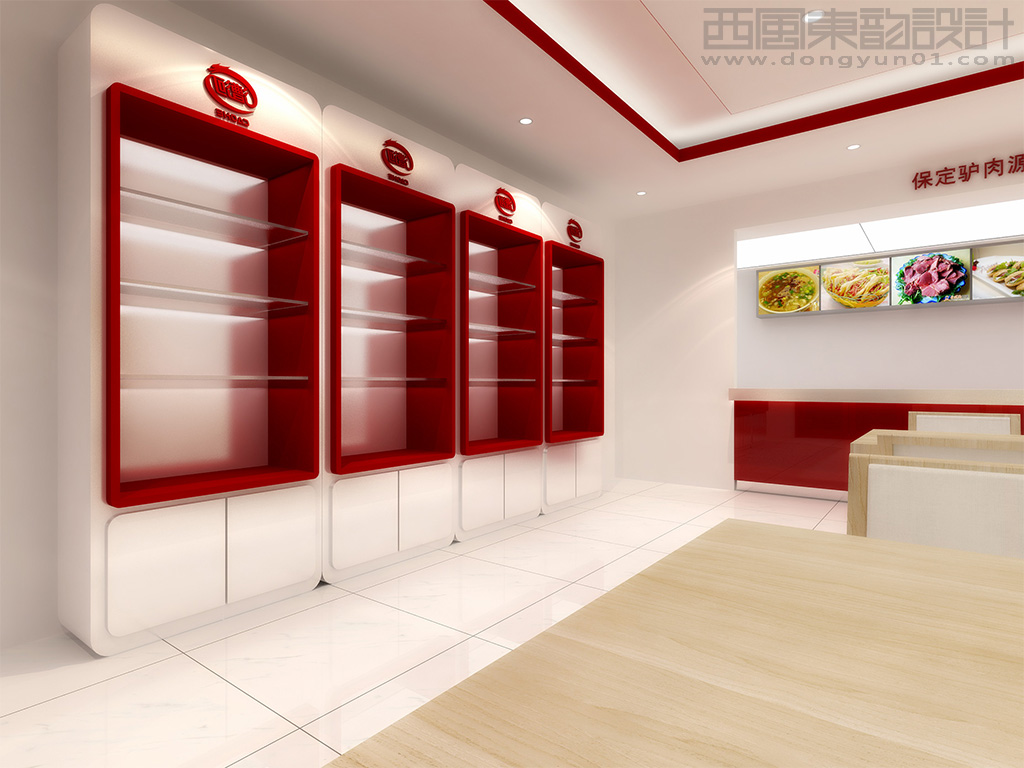 漕河驢肉連鎖店面設計之店內(nèi)展柜設計