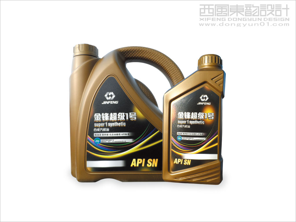 大慶金鋒潤滑油脂有限責任公司系列產品包裝設計之金鋒超級1號合成汽機油包裝設計