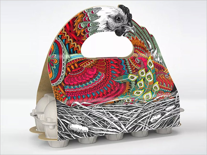 日本雞蛋紙盒包裝設(shè)計(jì)——手繪插畫(huà)母雞的造型！