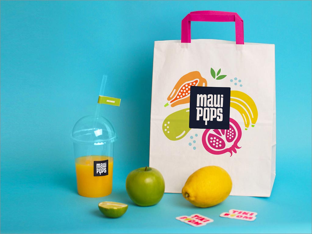 美國毛伊島雪糕冷飲店logo店面設(shè)計(jì)之手提袋設(shè)計(jì)
