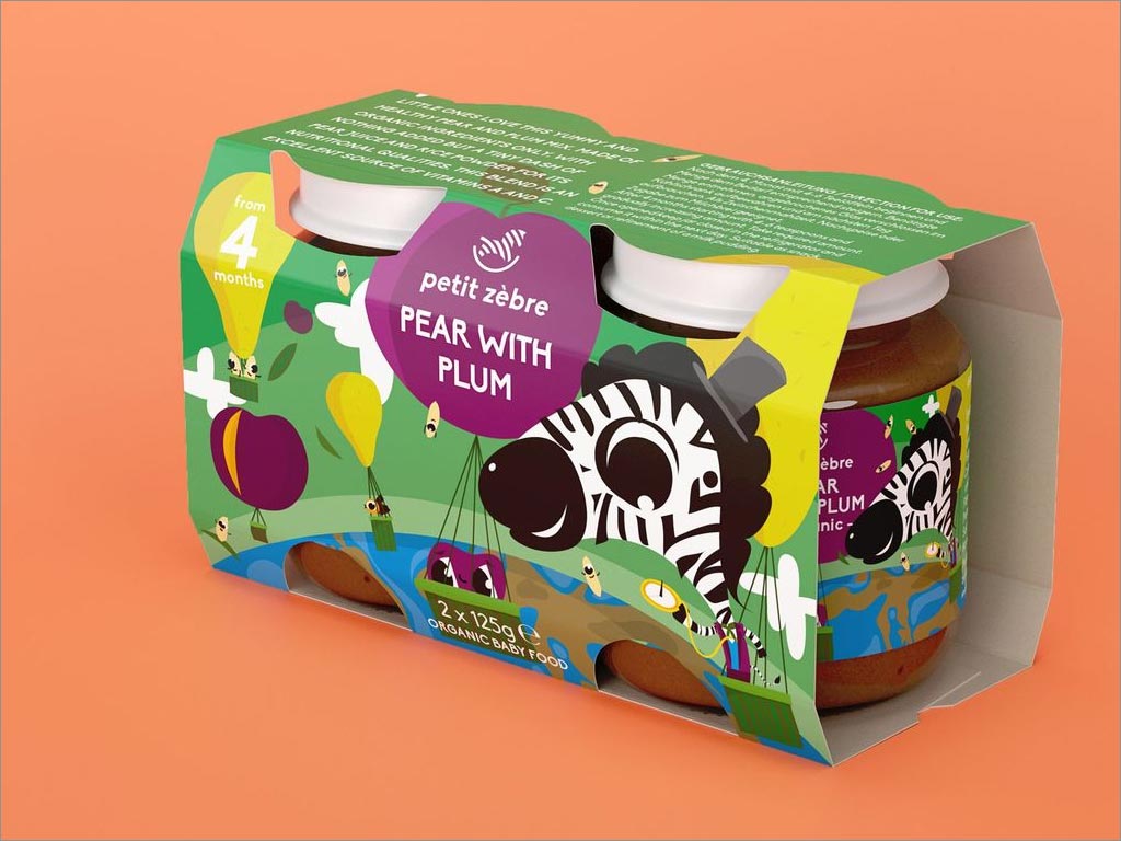 瑞士PetitZèbre嬰兒營養(yǎng)食品包裝設(shè)計(jì)之梨和李子醬