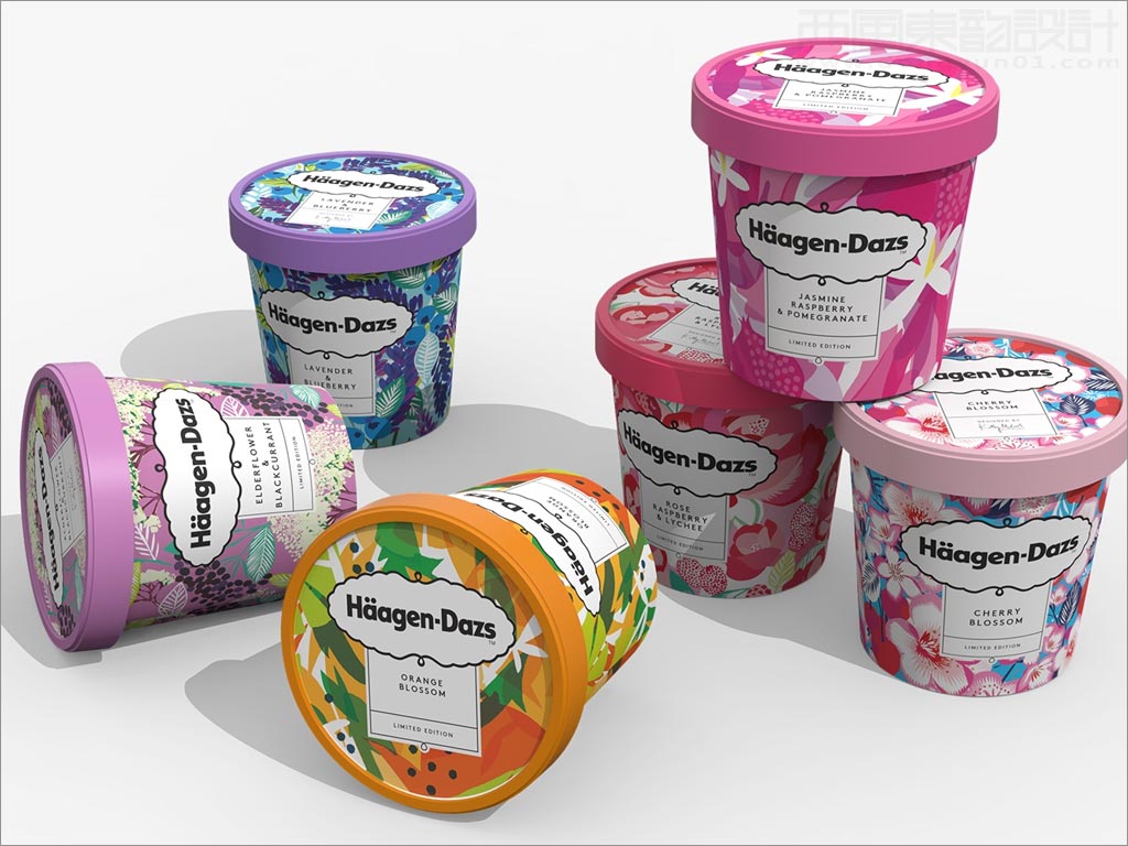 采用獨(dú)特插畫的美國哈根達(dá)斯冰淇淋包裝設(shè)計(jì)