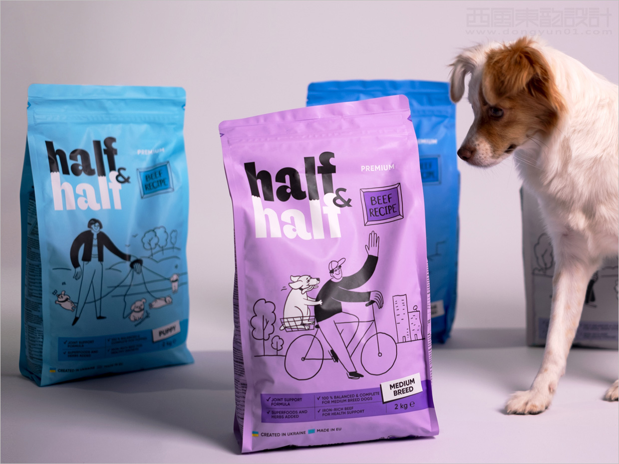 烏克蘭Half & Half寵物食品包裝袋設(shè)計之實(shí)物照片