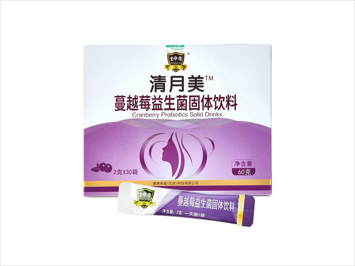 健康長城生命盾清月美蔓越莓益生菌固體飲料保健食品包裝設(shè)計