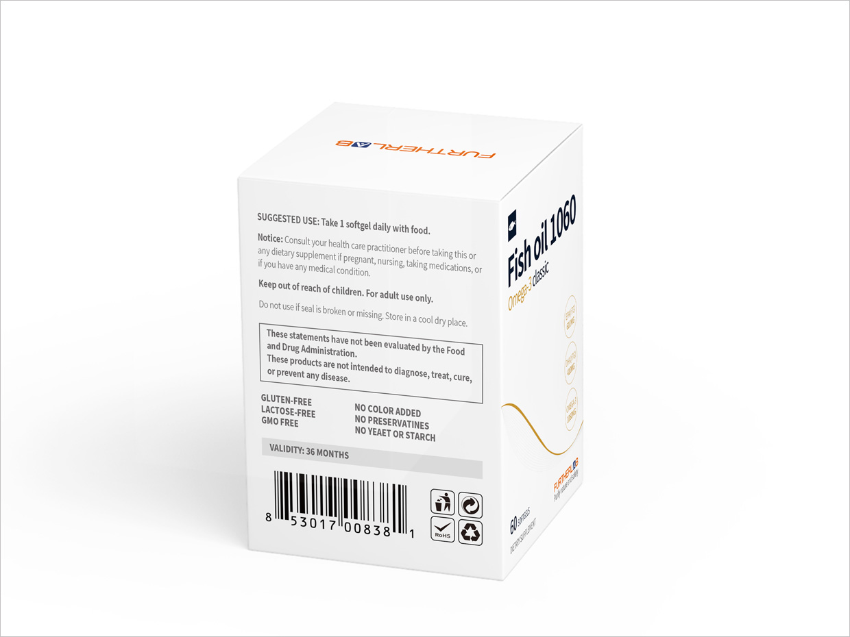 FURTHERLAB魚(yú)油保健品包裝設(shè)計(jì)之側(cè)面展示