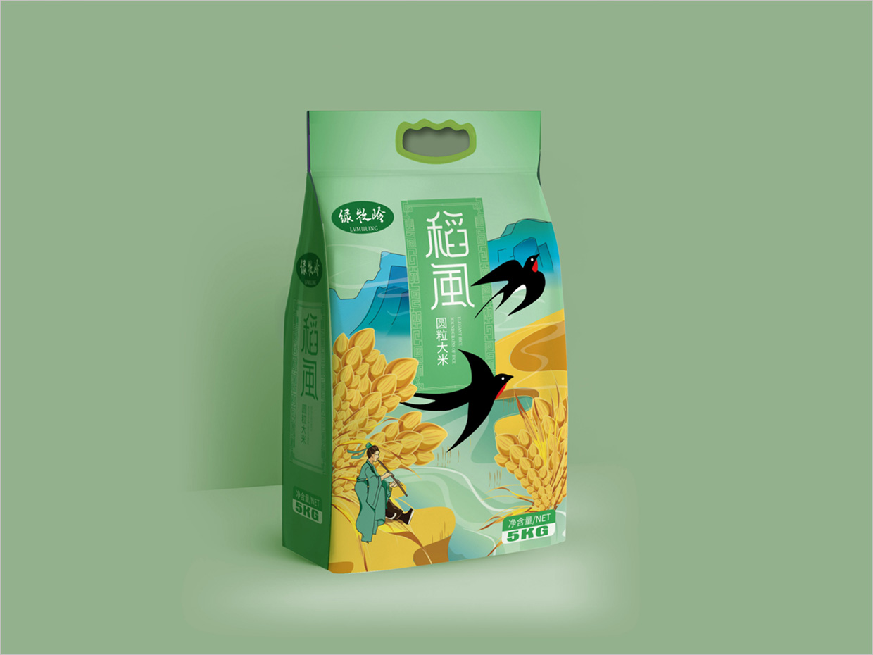 綠牧嶺大米農(nóng)產(chǎn)品包裝設計之稻風
